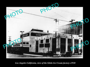 OLD LARGE HISTORIC PHOTO OF LOS ANGELES CALIFORNIA, GLOBE ICE CREAM FACTORY 1930