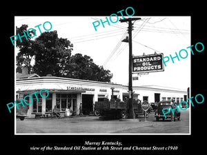 OLD LARGE HISTORIC PHOTO OF MURRAY KENTUCKY, THE STANDARD OIL GAS STATION c1940