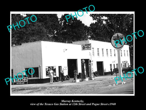 OLD LARGE HISTORIC PHOTO OF MURRAY KENTUCKY, THE TEXACO OIL GAS STATION c1940