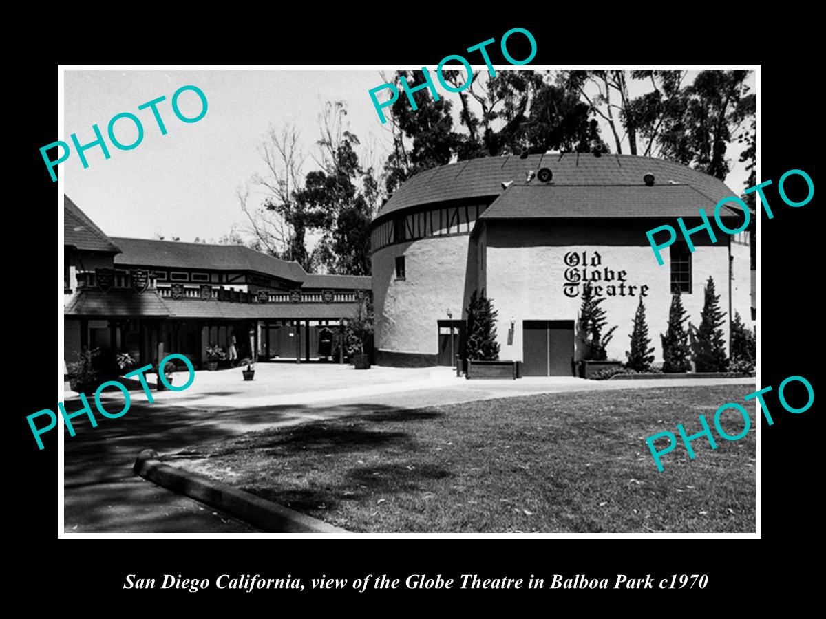 OLD LARGE HISTORIC PHOTO OF SAN DIEGO CALIFORNIA, VIEW OF THE GLOBE THEATER 1970