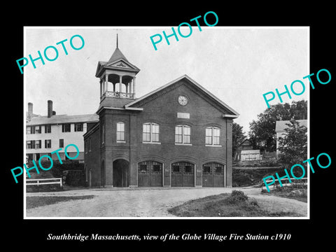 OLD HISTORIC PHOTO OF SOUTHBRIDGE MASSACHUSETTS, GLOBE VILLAGE FIRE STATION 1910