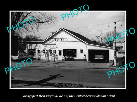 OLD LARGE HISTORIC PHOTO OF BRIDGEPORT WEST VIRGINIA, THE SERVICE STATION c1960