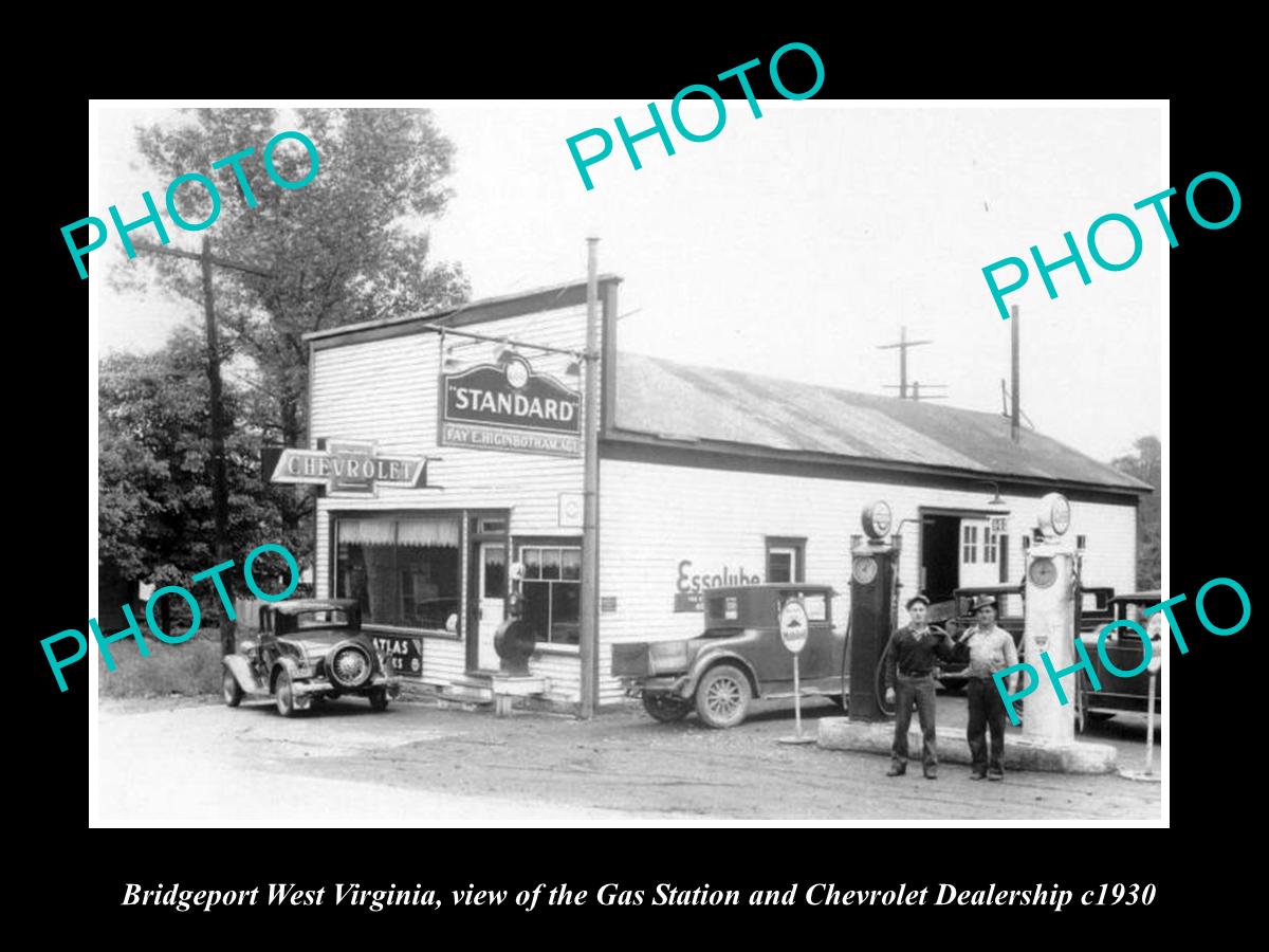 OLD LARGE HISTORIC PHOTO OF BRIDGEPORT WEST VIRGINIA, THE CHEVROLET GARAGE c1930