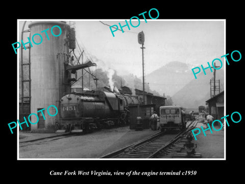 OLD LARGE HISTORIC PHOTO OF CANE FORK WEST VIRGINIA, THE ENGINE TERMINAL c1950