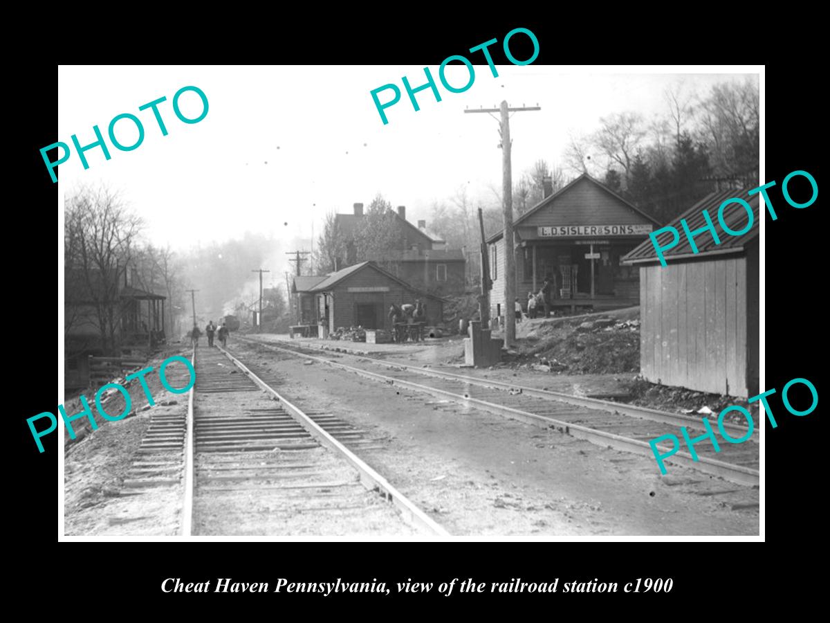 OLD LARGE HISTORIC PHOTO OF CHEAT HAVEN PENNSYLVANIA, THE RAILROAD STATION c1900