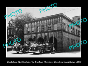 OLD LARGE HISTORIC PHOTO OF CLARKSBURG WEST VIRGINIA, THE FIRE STATION c1950