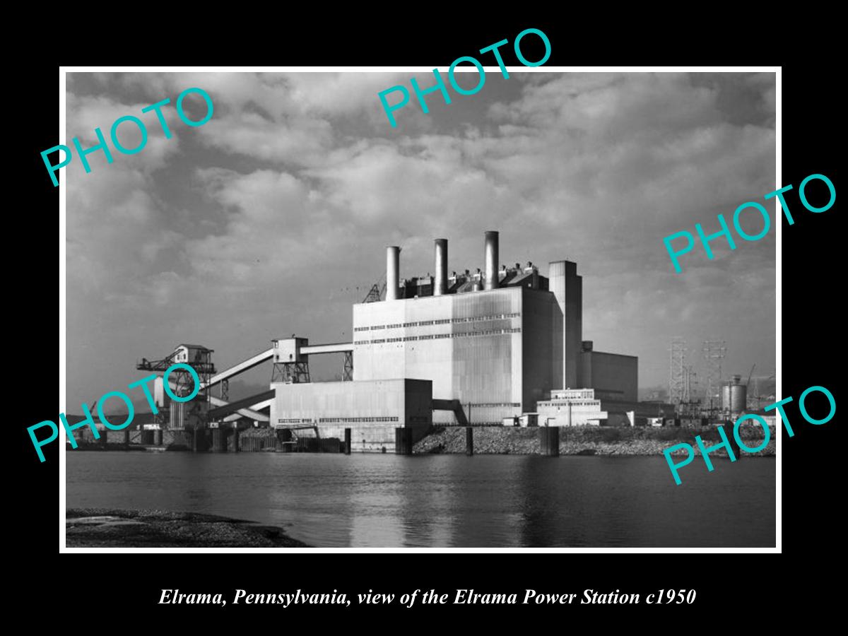 OLD LARGE HISTORIC PHOTO OF ELRAMA PENNSYLVANIA, VIEW OF THE POWER STATION c1950