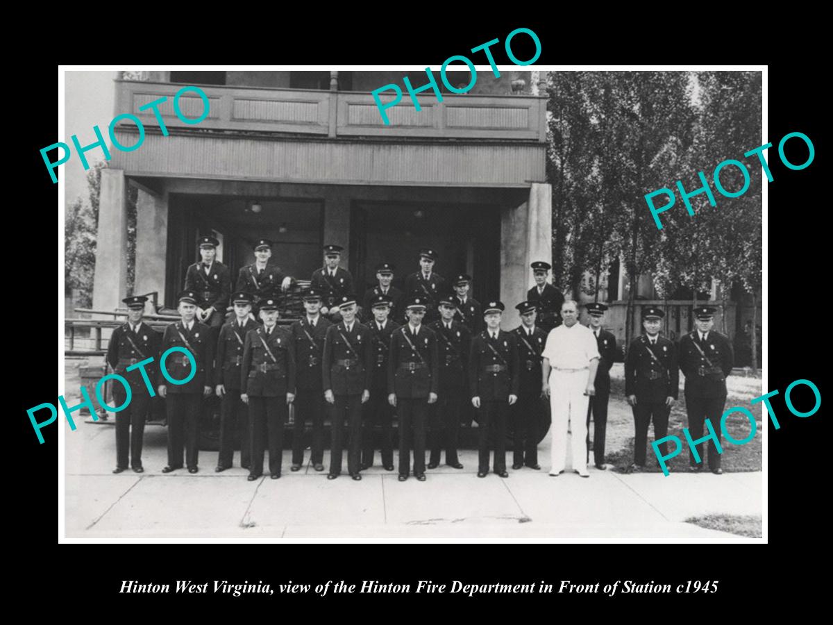 OLD LARGE HISTORIC PHOTO OF HINTON WEST VIRGINIA, THE FIRE DEPARTMENT c1945