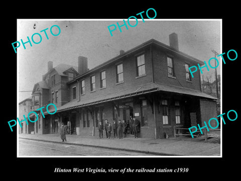 OLD LARGE HISTORIC PHOTO OF HINTON WEST VIRGINIA, THE RAILROAD STATION c1930