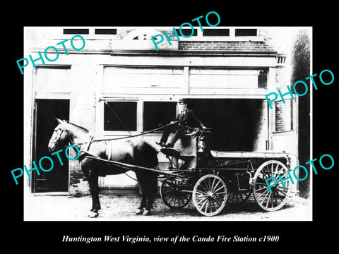 OLD LARGE HISTORIC PHOTO OF HUNTINGTON WEST VIRGINIA, CANDA FIRE STATION c1900