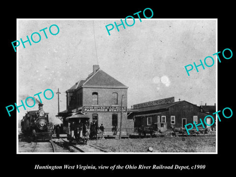 OLD LARGE HISTORIC PHOTO OF HUNTINGTON WEST VIRGINIA, OHIO RAILROAD DEPOT 1900