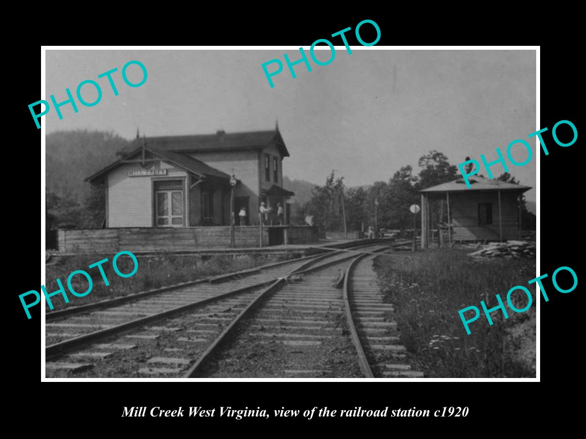 OLD LARGE HISTORIC PHOTO OF MILL CREEK WEST VIRGINIA, THE RAILROAD DEPOT c1920