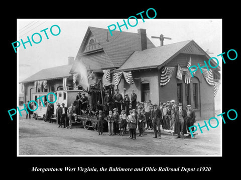 OLD LARGE HISTORIC PHOTO OF MORGANTOWN WEST VIRGINIA, OHIO RAILROAD DEPOT 1920