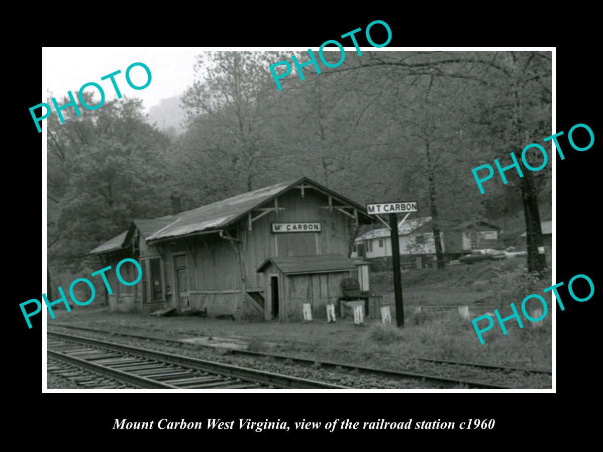 OLD LARGE HISTORIC PHOTO OF MOUNT CARBON WEST VIRGINIA, THE RAILROAD DEPOT c1960