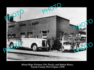 OLD LARGE HISTORIC PHOTO OF MOUNT HOPE WEST VIRGINIA, THE FIRE DEPARTMENT c1950