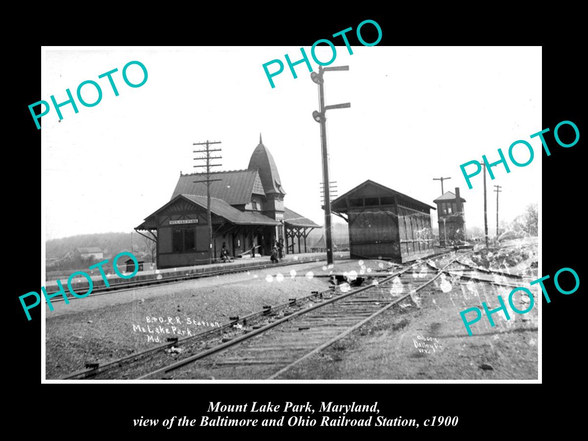 OLD LARGE HISTORIC PHOTO OF MOUNT LAKE PARK MARYLAND, RAILROAD DEPT STATION 1900