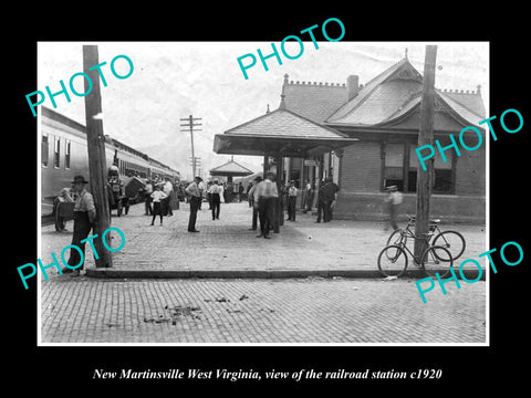 OLD LARGE HISTORIC PHOTO OF NEW MARTINSVILLE WEST VIRGINIA, RAILROAD DEPOT c1920