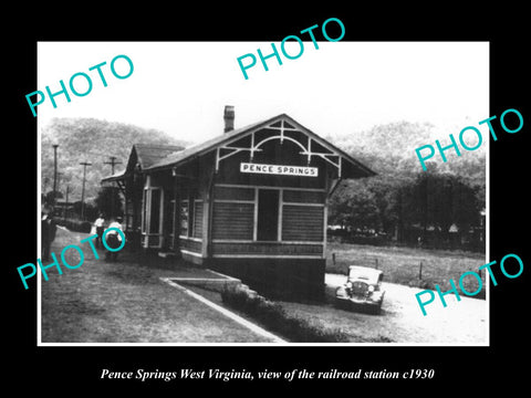 OLD LARGE HISTORIC PHOTO OF PENCE SPRINGS WEST VIRGINIA, RAILROAD STATION c1930