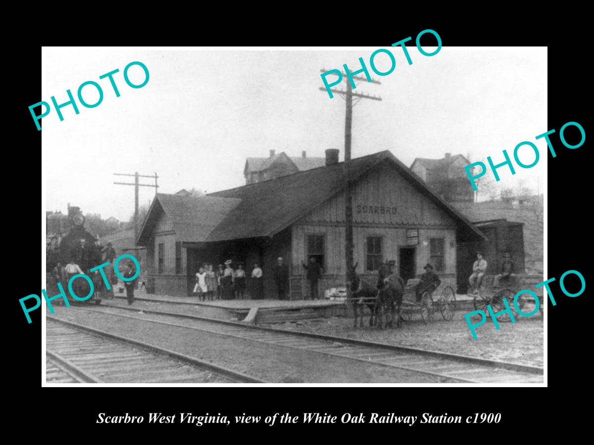 OLD HISTORIC PHOTO OF SCARBRO WEST VIRGINIA, WHITE OAK RAILROAD STATION c1900