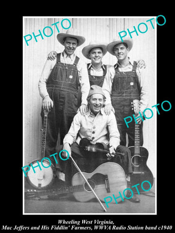 OLD LARGE HISTORIC PHOTO OF WHEELING WEST VIRGINIA, WWVA RADIO FIDDLIN BAND 1940