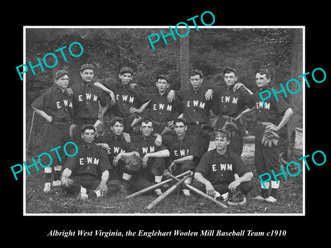 OLD LARGE HISTORIC PHOTO OF ALBRIGHT WEST VIRGINIA, WOOL MILL BASEBALL TEAM 1910