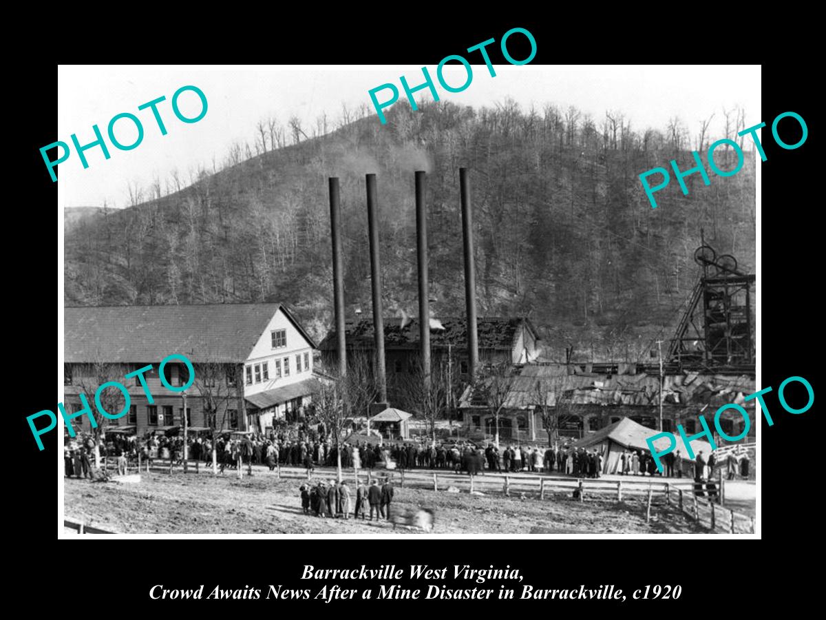 OLD LARGE HISTORIC PHOTO OF BARRACKVILLE WEST VIRGINIA, THE MINE DISASTER c1920