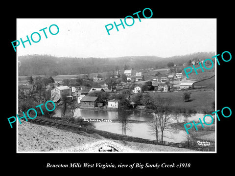 OLD LARGE HISTORIC PHOTO OF BRUCETON MILLS WEST VIRGINIA, BIG SANDY CREEK c1910