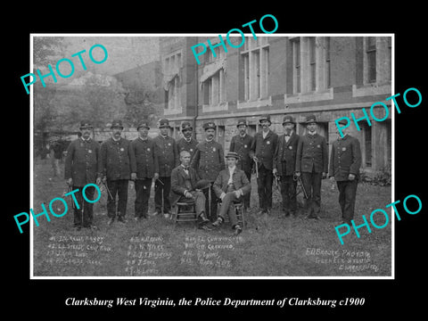 OLD LARGE HISTORIC PHOTO OF CLARKSBURG WEST VIRGINIA, THE POLICE DEPARTMENT 1900