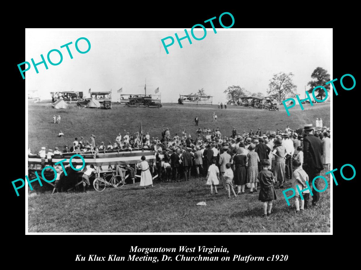 OLD LARGE HISTORIC PHOTO OF MORGANTOWN WEST VIRGINIA, KU KLUX KLAN MEETING c1920