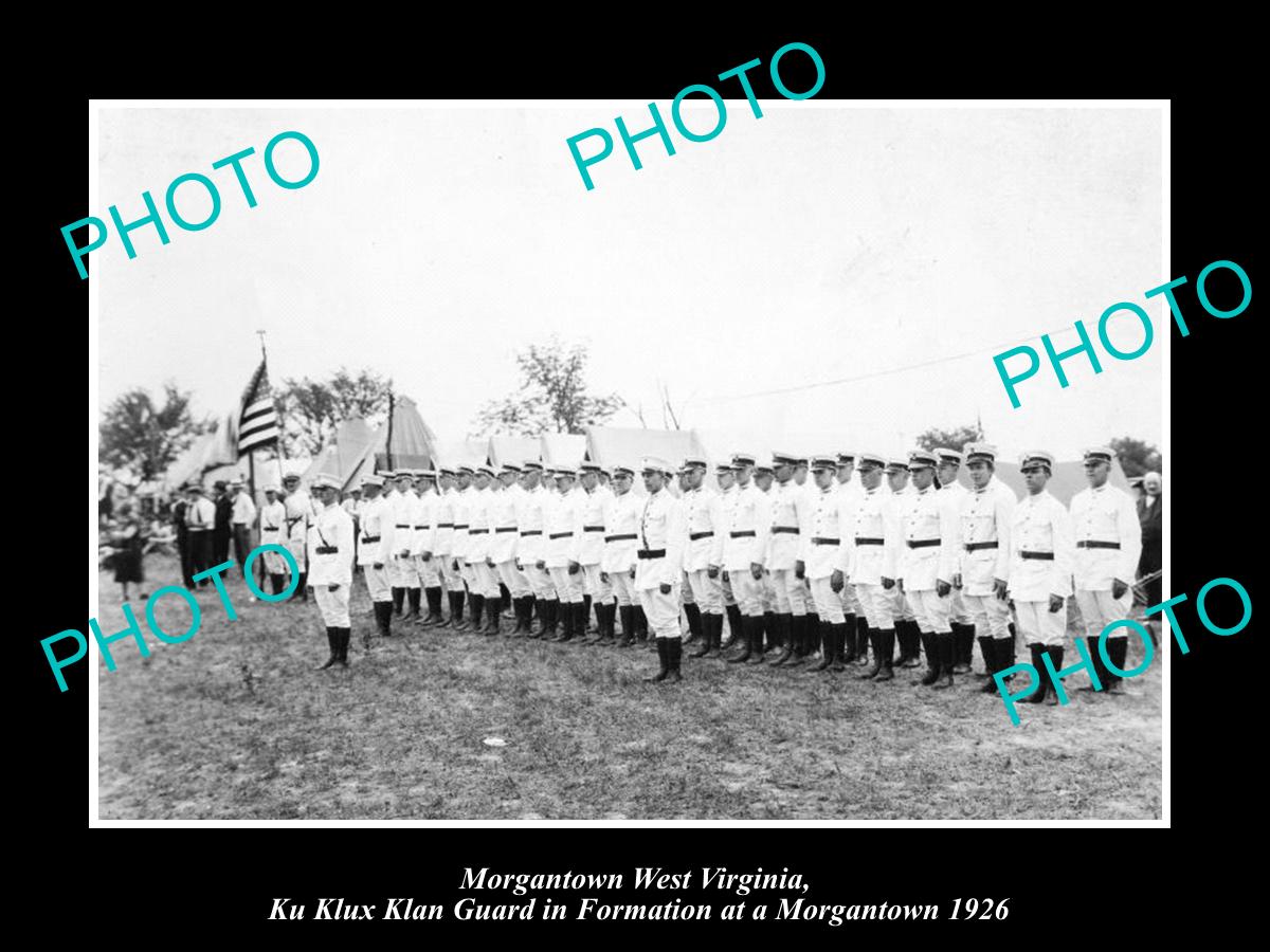 OLD LARGE HISTORIC PHOTO OF MORGANTOWN WEST VIRGINIA, KU KLUX KLAN GUARD c1926 1