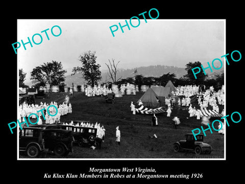 OLD LARGE HISTORIC PHOTO OF MORGANTOWN WEST VIRGINIA KU KLUX KLAN MEETING 1926 1