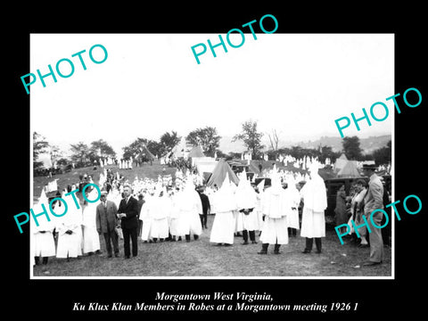 OLD LARGE HISTORIC PHOTO OF MORGANTOWN WEST VIRGINIA KU KLUX KLAN MEETING 1926 2