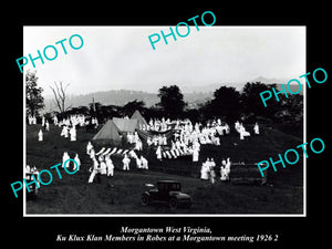 OLD LARGE HISTORIC PHOTO OF MORGANTOWN WEST VIRGINIA KU KLUX KLAN MEETING 1926 3