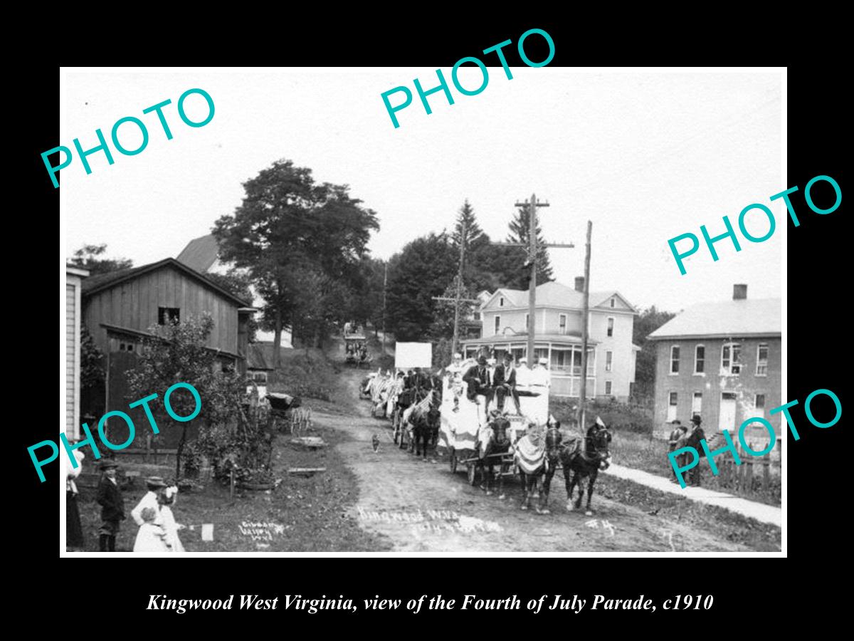 OLD LARGE HISTORIC PHOTO OF KINGSWOOD WEST VIRGINIA, 4th OF JULY PARADE c1910