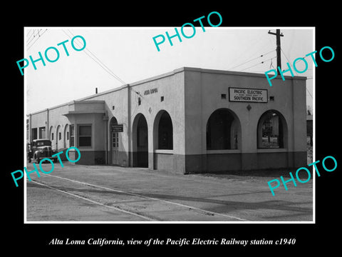 OLD HISTORIC PHOTO OF ALTA LOMA CALIFORNIA PACIFIC ELECTRIC RAILWAY STATION 1940