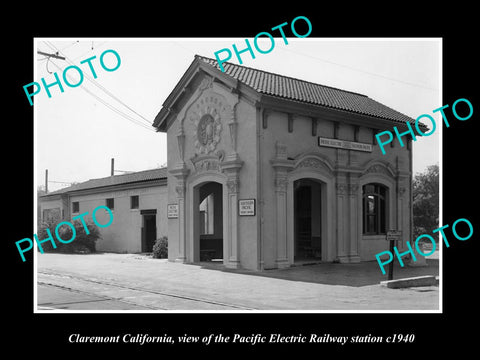 OLD HISTORIC PHOTO OF CLAREMONT CALIFORNIA PACIFIC ELECTRIC RAILWAY STATION 1940