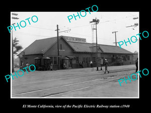 OLD HISTORIC PHOTO OF EL MONTE CALIFORNIA PACIFIC ELECTRIC RAILWAY STATION 1940