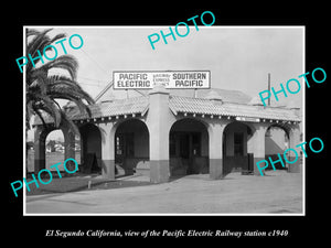 OLD HISTORIC PHOTO, EL SEGUNDO CALIFORNIA, PACIFIC ELECTRIC RAILWAY STATION 1940