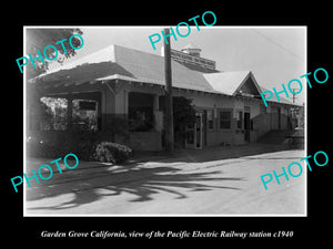 OLD HISTORIC PHOTO GARDEN GROVE CALIFORNIA PACIFIC ELECTRIC RAILWAY STATION 1940