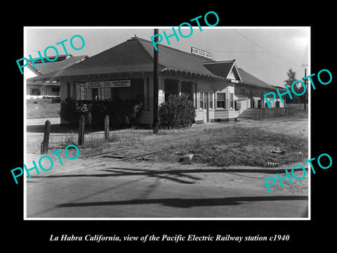 OLD HISTORIC PHOTO OF LA HABRE CALIFORNIA, PACIFIC ELECTRIC RAILWAY STATION 1940