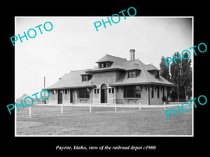 OLD LARGE HISTORIC PHOTO OF PAYETTE IDAHO, THE RAILROAD DEPOT STATION c1900