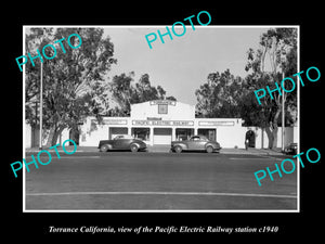 OLD HISTORIC PHOTO OF TORRANCE CALIFORNIA PACIFIC ELECTRIC RAILWAY STATION 1940