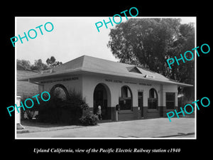 OLD HISTORIC PHOTO OF UPLAND CALIFORNIA PACIFIC ELECTRIC RAILWAY STATION 1940