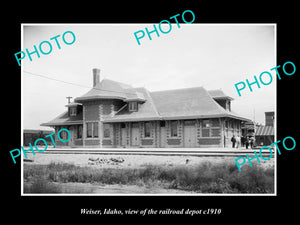 OLD LARGE HISTORIC PHOTO OF WEISER IDAHO, VIEW OF THE RAILROAD STATION c1910