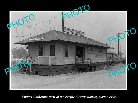 OLD HISTORIC PHOTO OF WHITTIER CALIFORNIA PACIFIC ELECTRIC RAILWAY STATION 1940