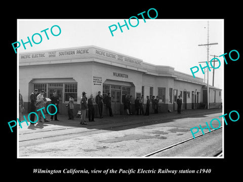 OLD HISTORIC PHOTO, WILMINGTON CALIFORNIA PACIFIC ELECTRIC RAILWAY STATION 1940