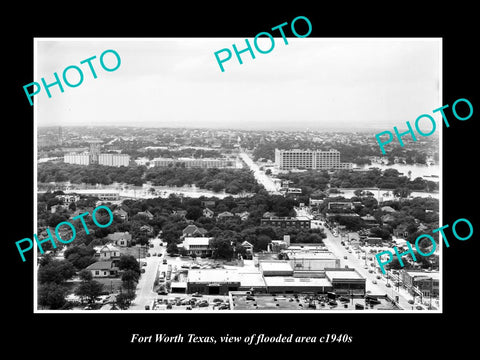 OLD LARGE HISTORIC PHOTO OF FORT WORTH TEXAS, VIEW OF THE FLODDED AERA c1940