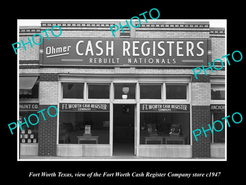 OLD LARGE HISTORIC PHOTO OF FORT WORTH TEXAS, THE CASH REGISTER Co BUILDING 1947