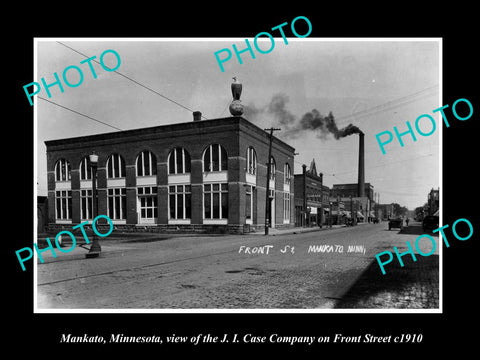 OLD LARGE HISTORIC PHOTO OF MANKATO MINNESOTA, THE CASE Co & FRONT STREET c1910