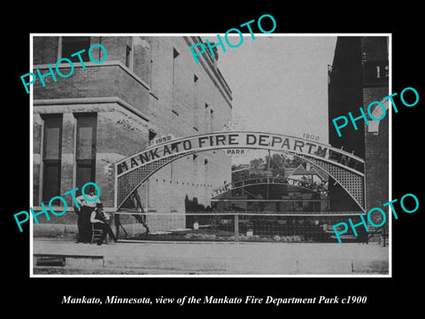 OLD LARGE HISTORIC PHOTO OF MANKATO MINNESOTA, THE FIRE DEPARTMENT PARK c1900